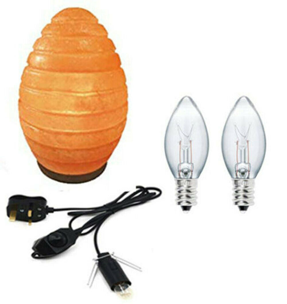 Himalayan Beehive Shape Crystal Salt Lamp UK Switch Cable +2 FREE Bulbs Mother's Day Gift