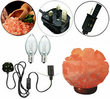 Himalayan Natural Rock Salt Fire Bowl Salt Lamp UK Switch Cable +2 FREE Bulbs Mother Day Gift