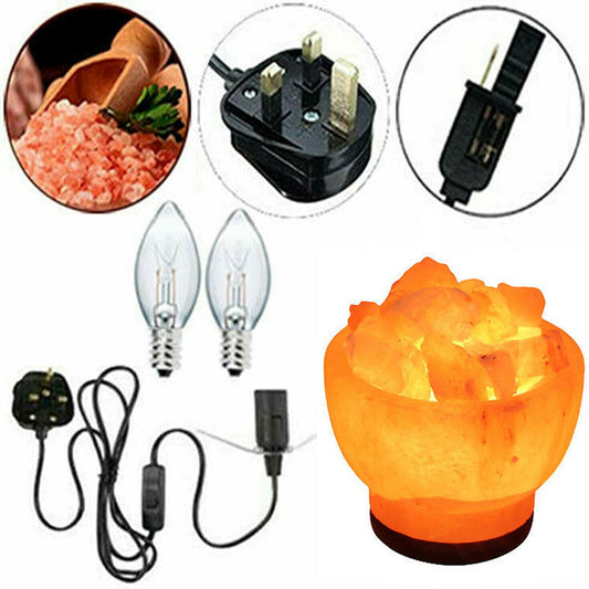 Himalayan Pink Fire Bowl Salt Lamp Rock Crystal Crafted Healing Mother Day Gift