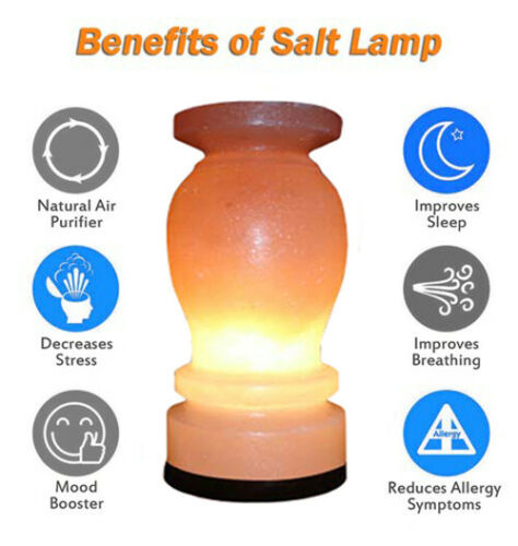 Vase Shape Himalayan Salt Table Lamp Natural Rock Purify Air Healing Ionizing Mother's Day Gift