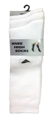 3 Pairs Girls Knee High Socks Black Grey & White