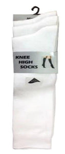 3 Pairs Girls Knee High Socks Black Grey & White