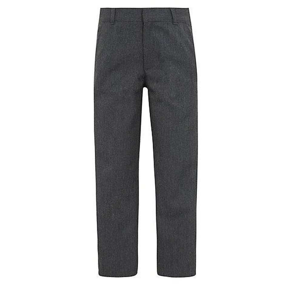 Boys Mens Grey Slim Fit Trouser 2 Back Pockets 2 Front Pockets