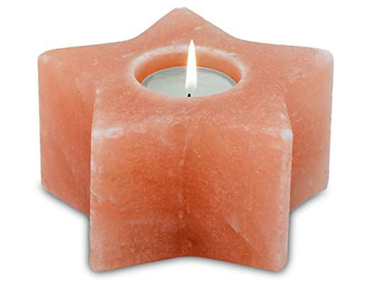 Himalayan Star Shape Pink Rock Crystal Tea Light Candle Holder Mother's Day Gift