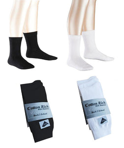 3 Pairs PE Sports Socks Cotton Rich White & Black