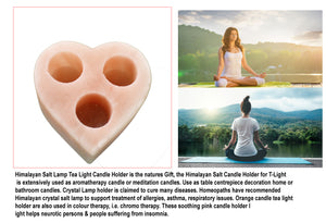 Himalayan Natural Heart Shape 3Hole Tea Light Candle Holder Light Lamp Mother's Day Gift