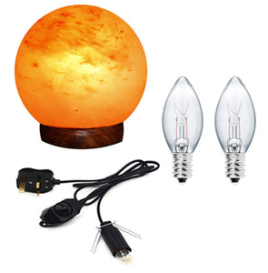 Himalayan Ball Rock Salt Sphere Globe Lamp UK Switch Cable Mother's Day Gift